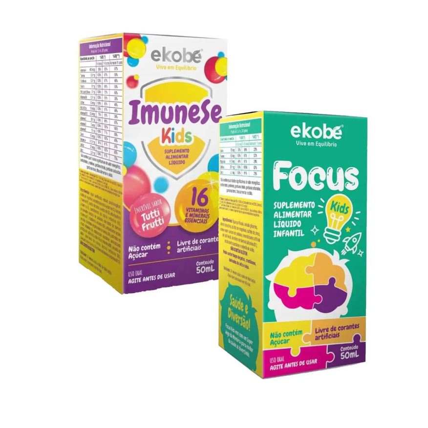 Ekobé Combo - Focus Kids para Memória + Imunese Kids - 16 Vitaminas