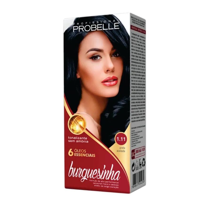 Probelle Tintura Burguesinha sem Amonia 1.11 Preto Azulado