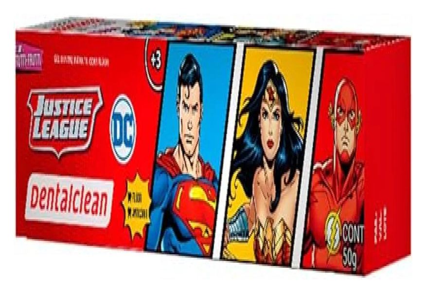 Dentalclean Pasta de Dente Infantil Heróis Liga da Justiça com Flúor Tutti-frutti 50g