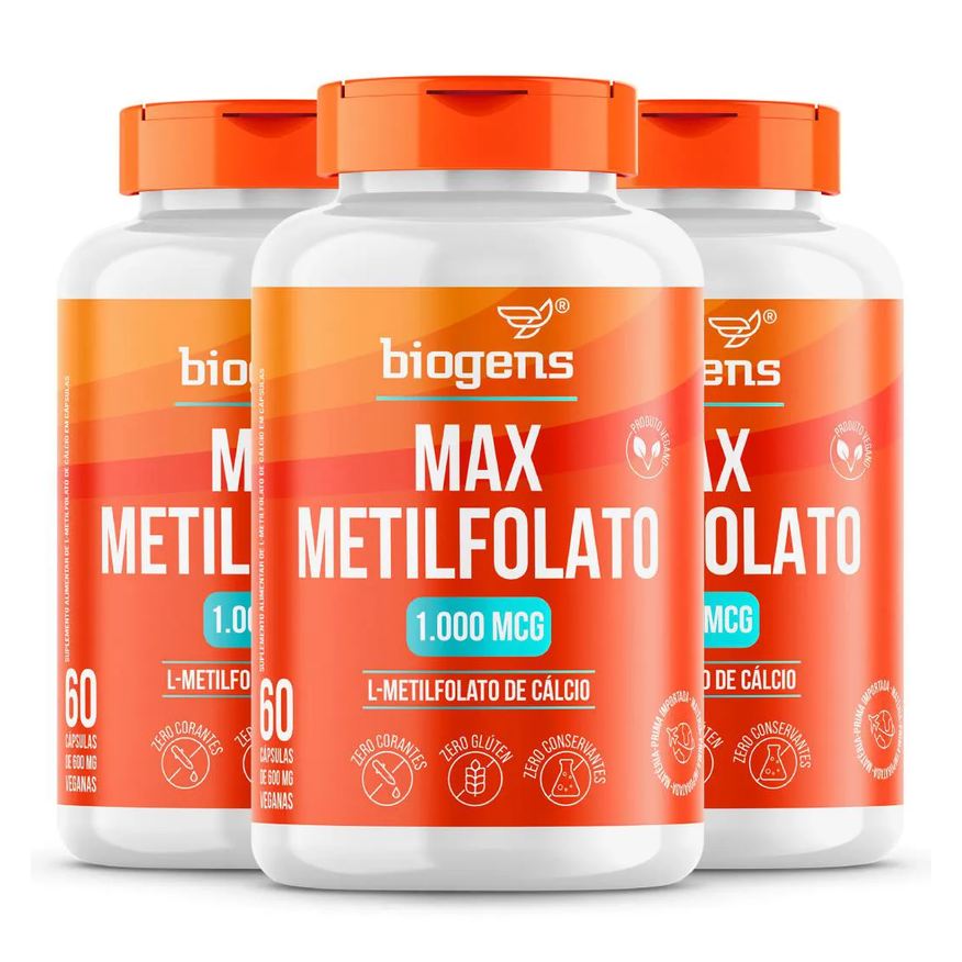 Biogens Kit 3x Max Metilfolato 1000mcg 60 Cápsulas