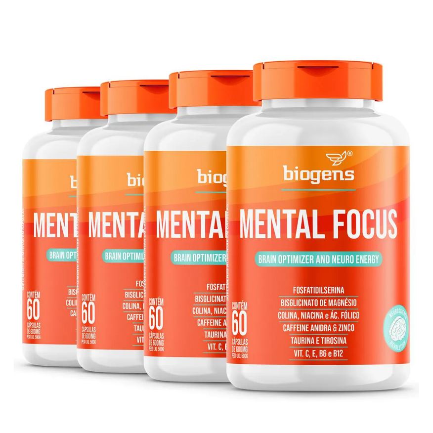 Biogens Kit 4x Mental Focus 60 Cápsulas