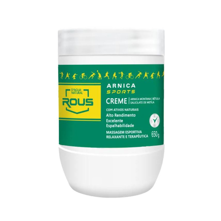 D'Agua Natural CREME DE MASSAGEM ESPORTIVA ARNICA SPORTS PREVINE TENSãO MUSCULAR 650g