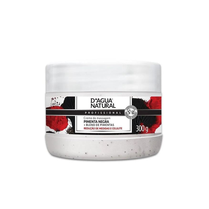 D'Agua Natural CREME DE MASSAGEM D’áGUA NATURAL PIMENTA NEGRA - 300g