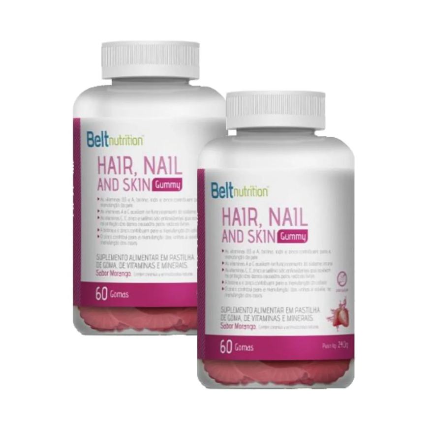 Belt Nutrition 2x Belt Hair, Nail And Skin Gummy - Morango - 60 Gomas