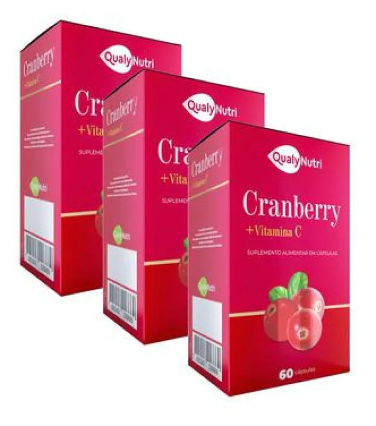 Qualynutri Kit C/3 Cranberry + Vitamina C 500mg C/60 cápsulas - Qualy Nutri