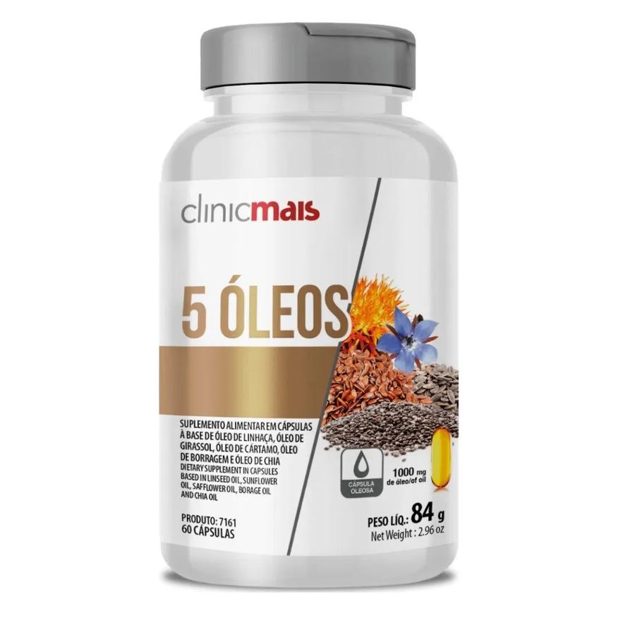 Clinic Mais Óleo de Linhaça, Girassol, Cartamo, Borragem e Chia 1000mg 60 cápsulas - Clinicmais