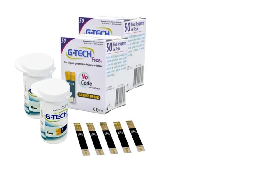 G-tech Kit 100 Tiras Fitas para Teste de Glicemia Free