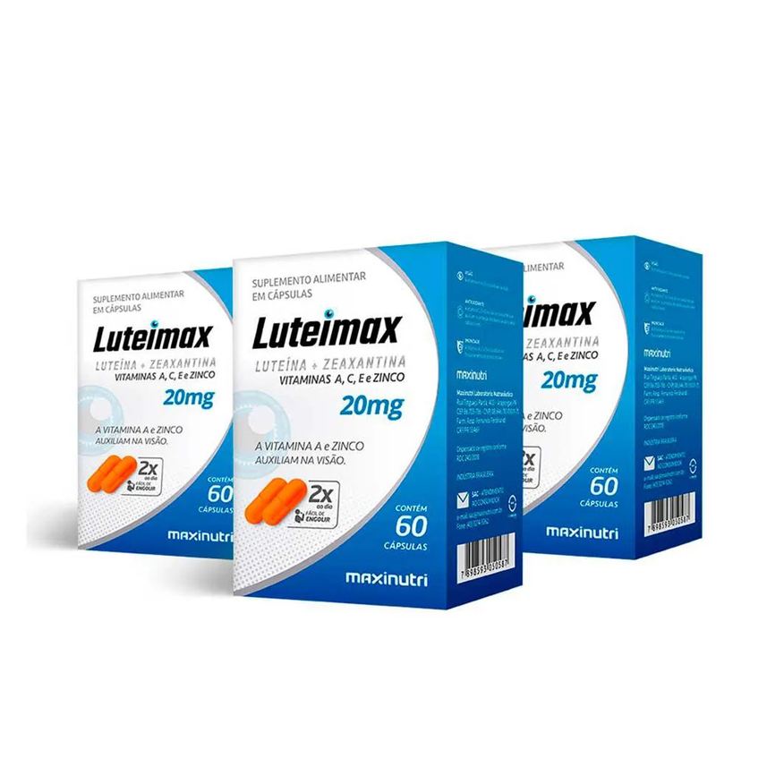 Maxinutri Kit 3 Luteimax Luteína Zeaxantina 20mg 60 Capsulas