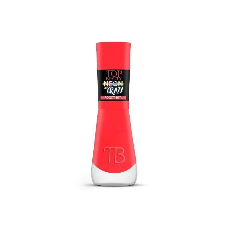 Top Beauty Esmalte Cremoso Premium Neon Crazy Rocket Red