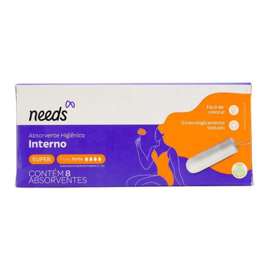 Needs Absorvente Interno Super Fluxo Forte 8 Unidades