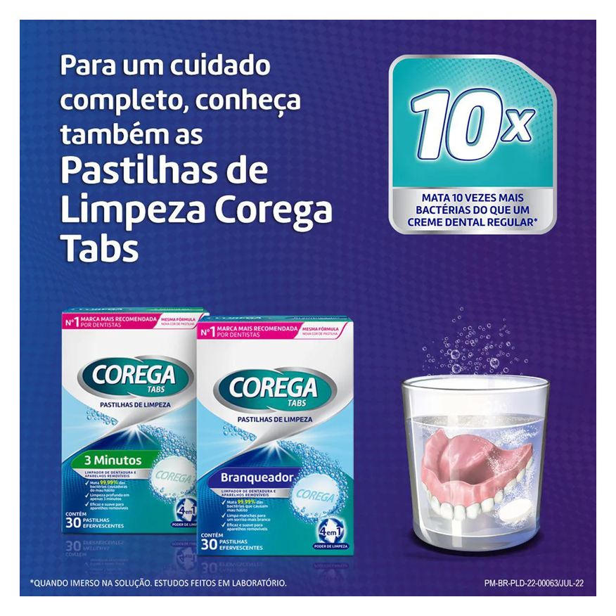 Pó Kit Fixador de Dentadura Corega 3 em 1 22g 3 unidades