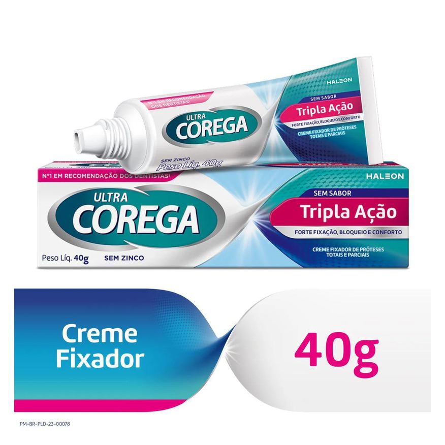 Creme Kit Fixador de Dentadura Ultra Corega Tripla Ação Sem Sabor 40g + Creme Dental Parodontax Flúor Extra Fresh 90g
