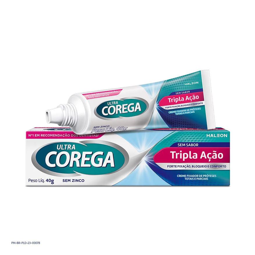 Creme Kit Fixador de Dentadura Ultra Corega Tripla Ação Sem Sabor 40g + Creme Dental Parodontax Flúor Extra Fresh 90g