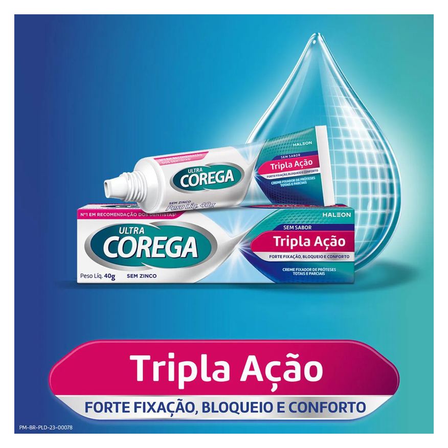 Creme Kit Fixador de Dentadura Ultra Corega Tripla Ação Sem Sabor 40g + Creme Dental Parodontax Flúor Extra Fresh 90g