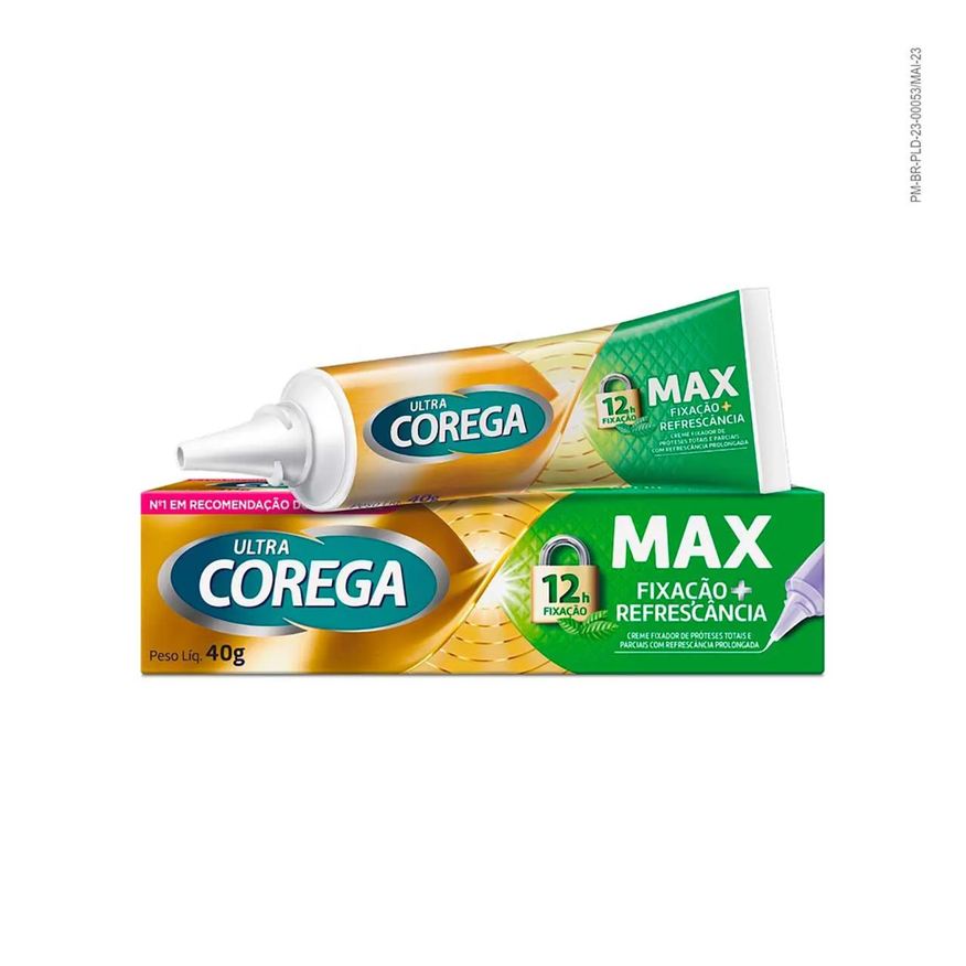 Fixador Creme de Dentadura Ultra Corega Max Fixação e Refrescância Menta 40g