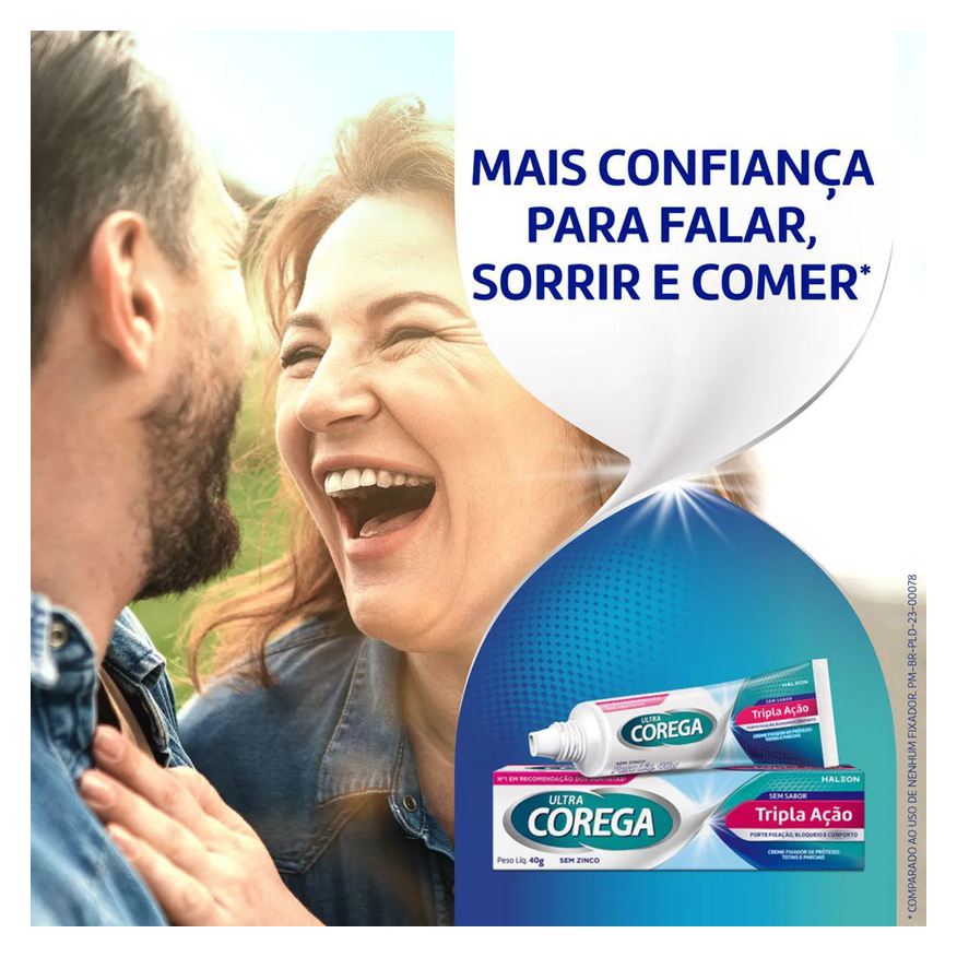 Fixador Creme de Dentadura Ultra Corega Tripla Ação Sem Sabor com 20g