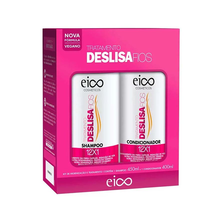 Eico Kit Cosméticos Tratamento Deslisa Fios Shampoo 450ml + Condicionador 400ml