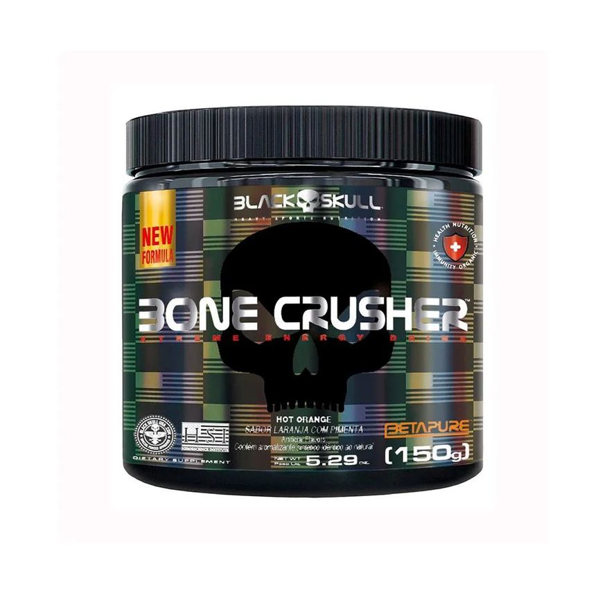 Black Skull Pré-treino Bone Crusher Hot Orange 150g