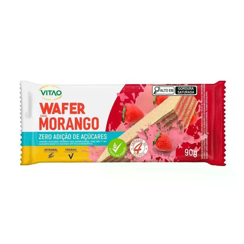 Vitao Wafer Integral Morango Zero 90g