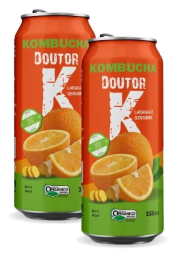Kombucha Doutor K 2x Kombucha Orgânica Sabor Laranja e Gengibre 350ml Drk