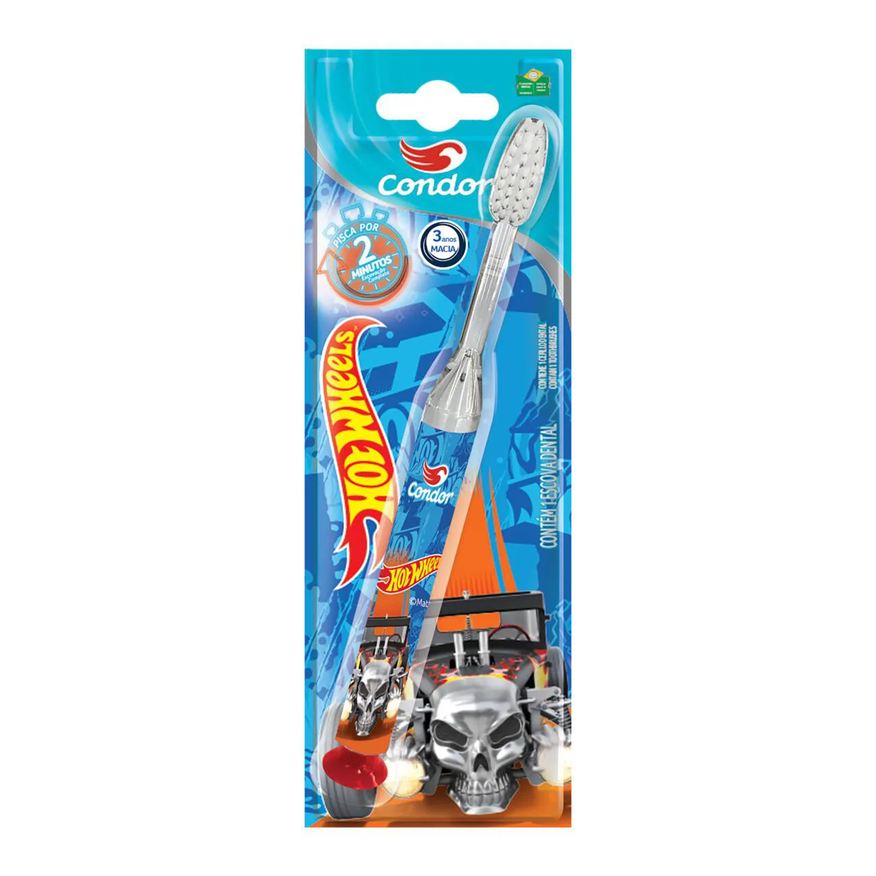 Condor Escova de Dente Infantil Macia Hot Wheels 3+ Anos 1 Unidade