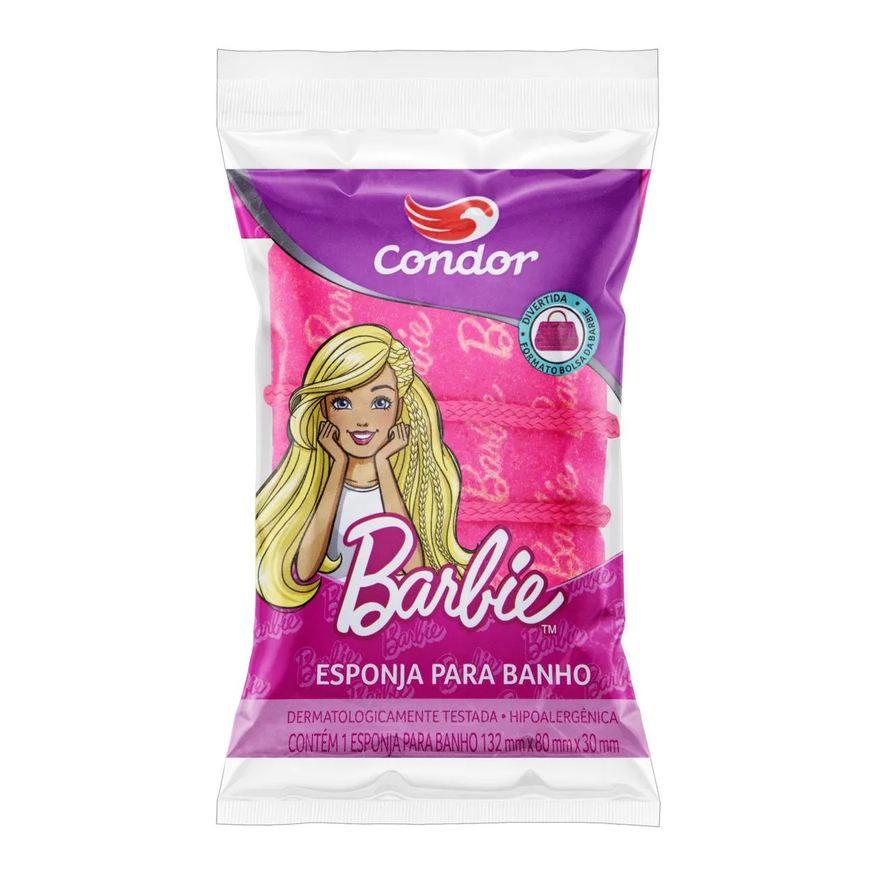 Condor Esponja de Banho Infantil Bolsa Barbie 1 unidade