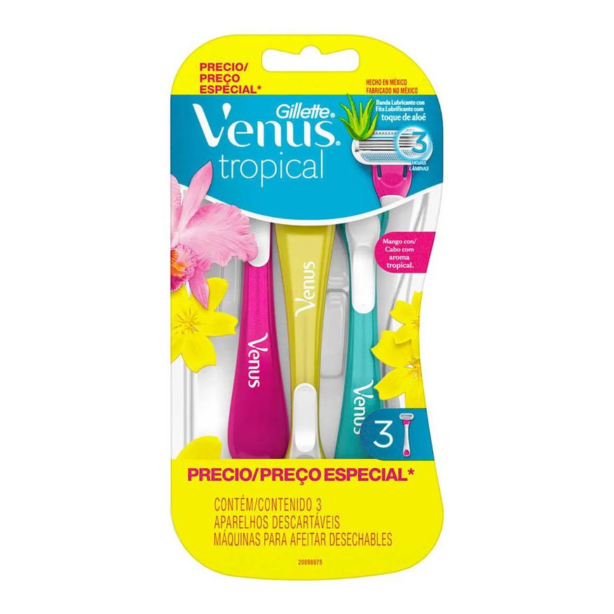 Gillette Aparelho de Depilar Venus Tropical Feminino com 3 unidades