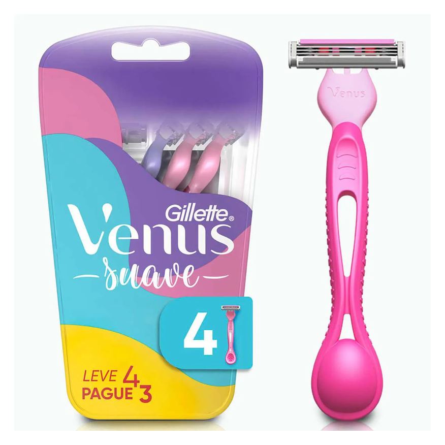 de Aparelho Depilar Descartável Gillete Venus Suave com 4 unidades