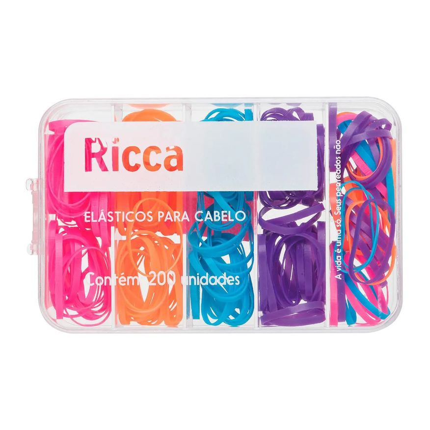 Ricca Elástico de Cabelo Coloridos - 200 unidades