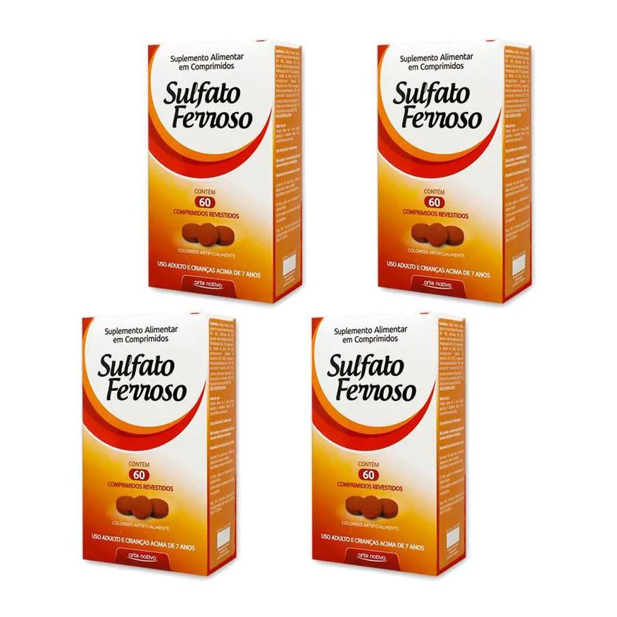 Arte Nativa Kit 4x Sulfato Ferroso 60 Cp