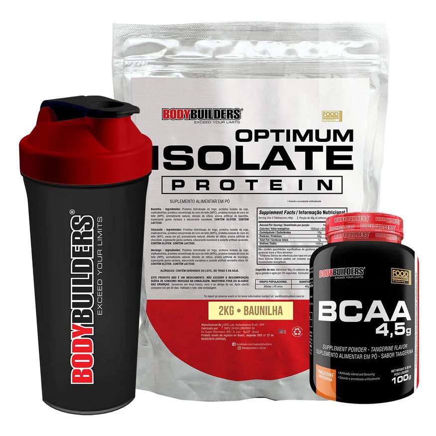 Bodybuilders Kit Optimum Isolate Whey Protein 2kg + Bcaa 100g + Coqueteleira - Chocolate