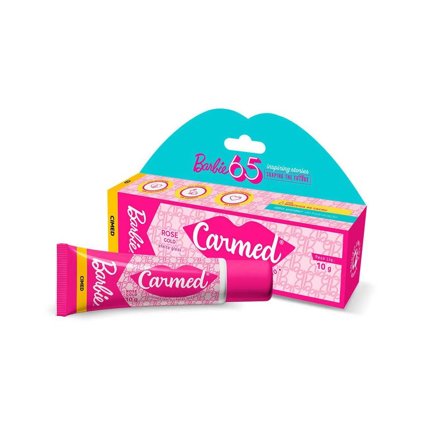 Carmed Hidratante Labial Barbie Rose Gold Efeito Gloss 10g