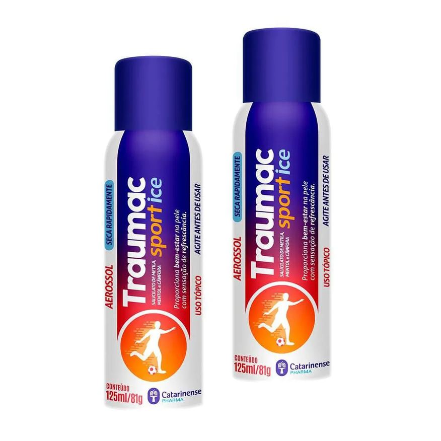 Catarinense Kit 2 Traumac Sport Ice Mentol Cânfora 125ml Lata Azul