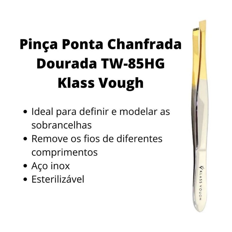 Vough Klass Pinça Ponta Chanfrada Dourada Tw-85hg