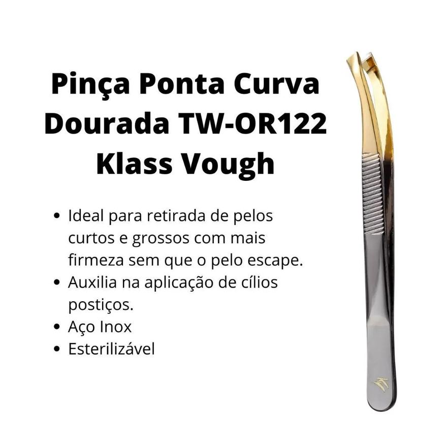 Vough Klass Pinça Ponta Curva Dourada Tw-or122