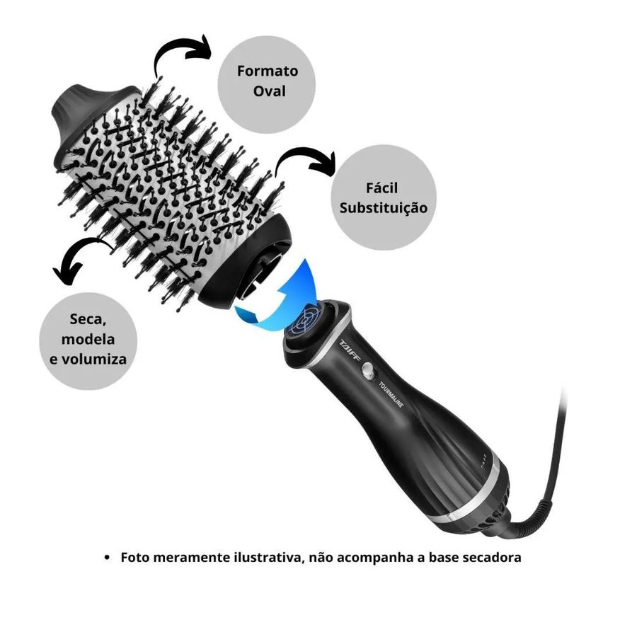 Escova Refil Secadora Taiff Tourmaline Formato Oval