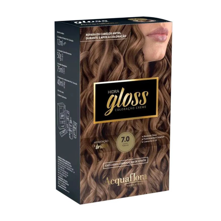 Acquaflora Coloração Creme Kit Hidra Gloss 7.0 Louro Natural