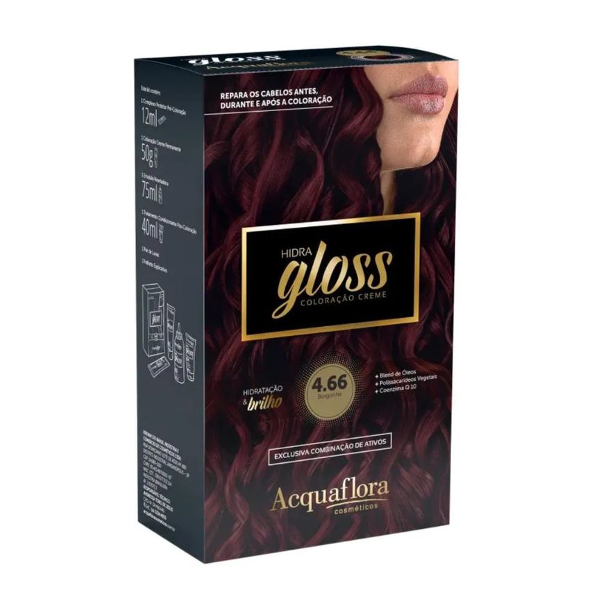 Acquaflora Coloração Creme Kit Hidra Gloss 4.66 Borgonha