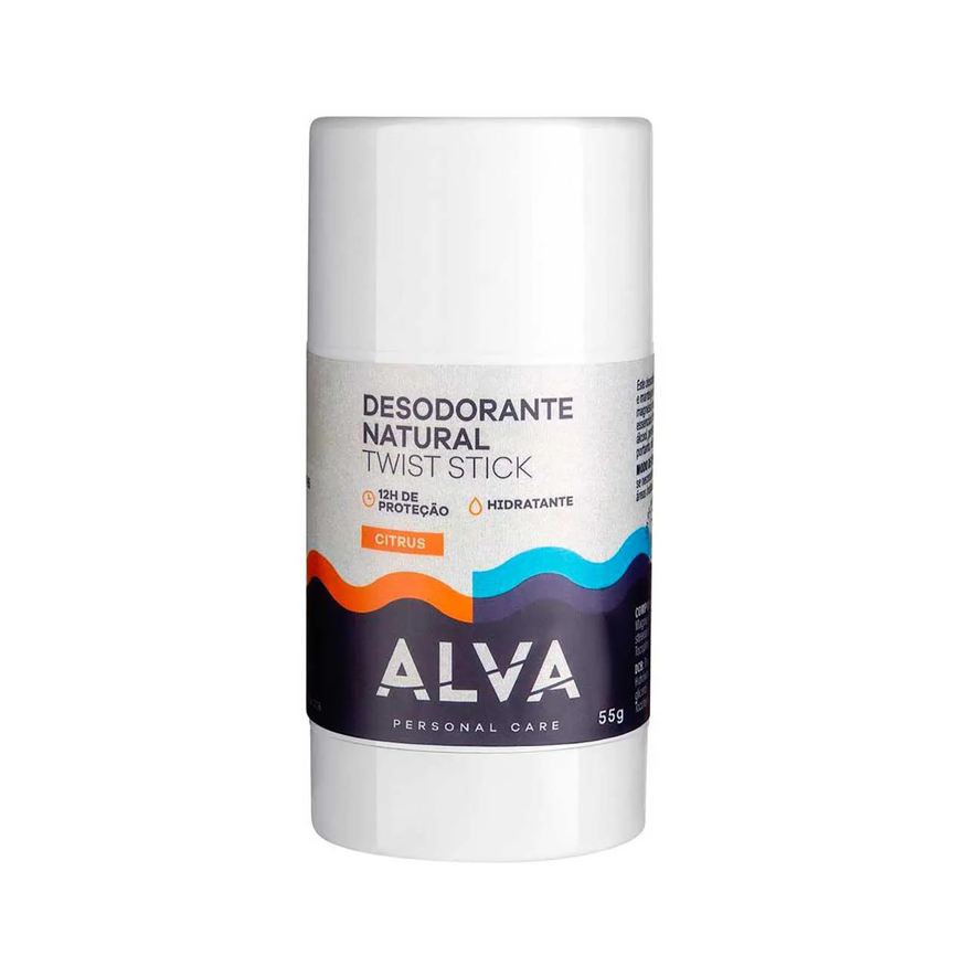 Alva Desodorante Vegano Sem Alumínio Twist Stick Barra Personal Care Citrus 12h 55g