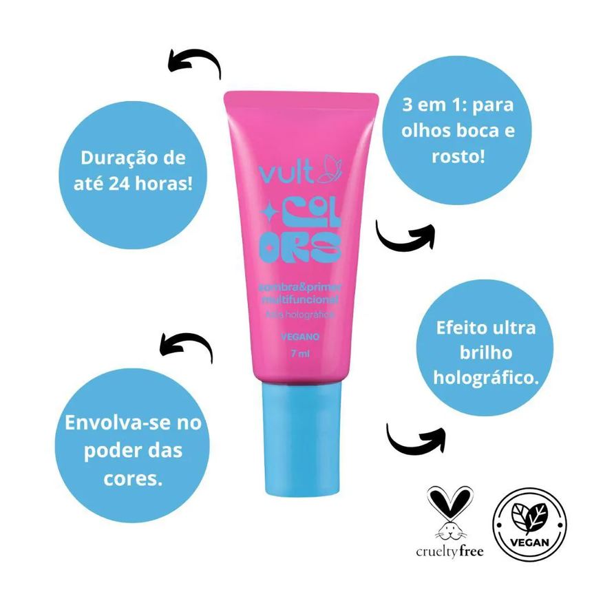 Vult Sombra e Primer Multifuncional Colors Folia Holográfica 7ml