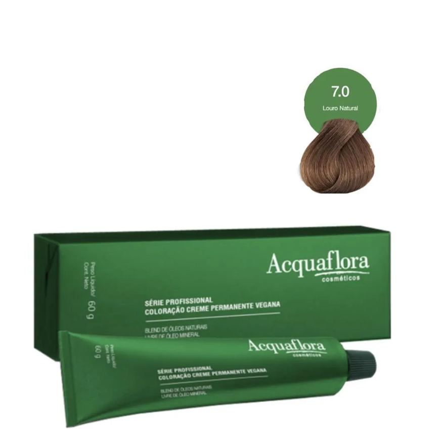 Acquaflora Coloração Creme Vegana 7.0 Louro Natural 60g
