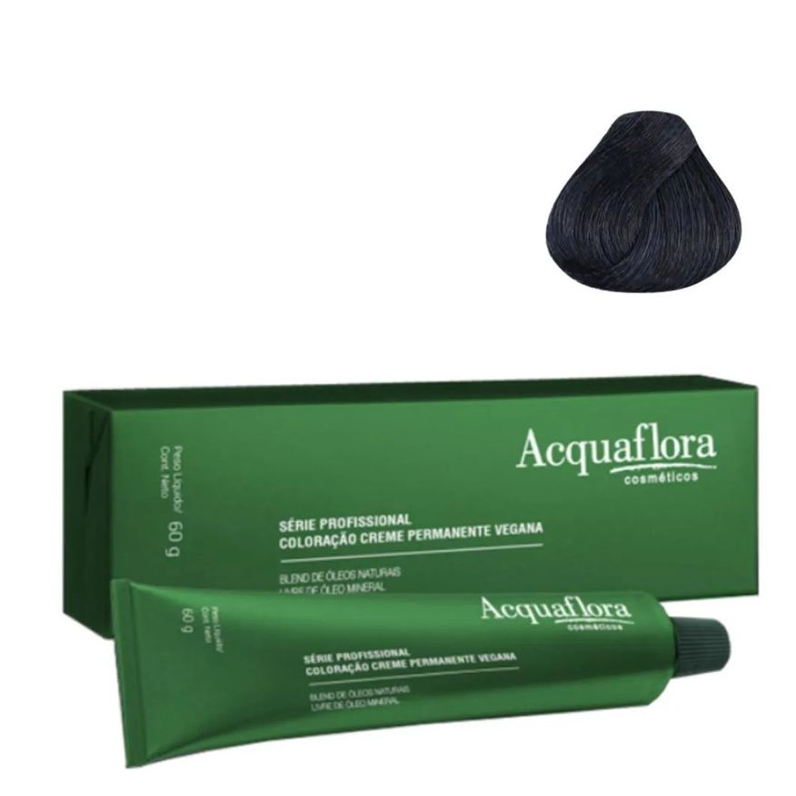 Acquaflora Coloração Creme Vegana 1.1 Preto Azulado 60g