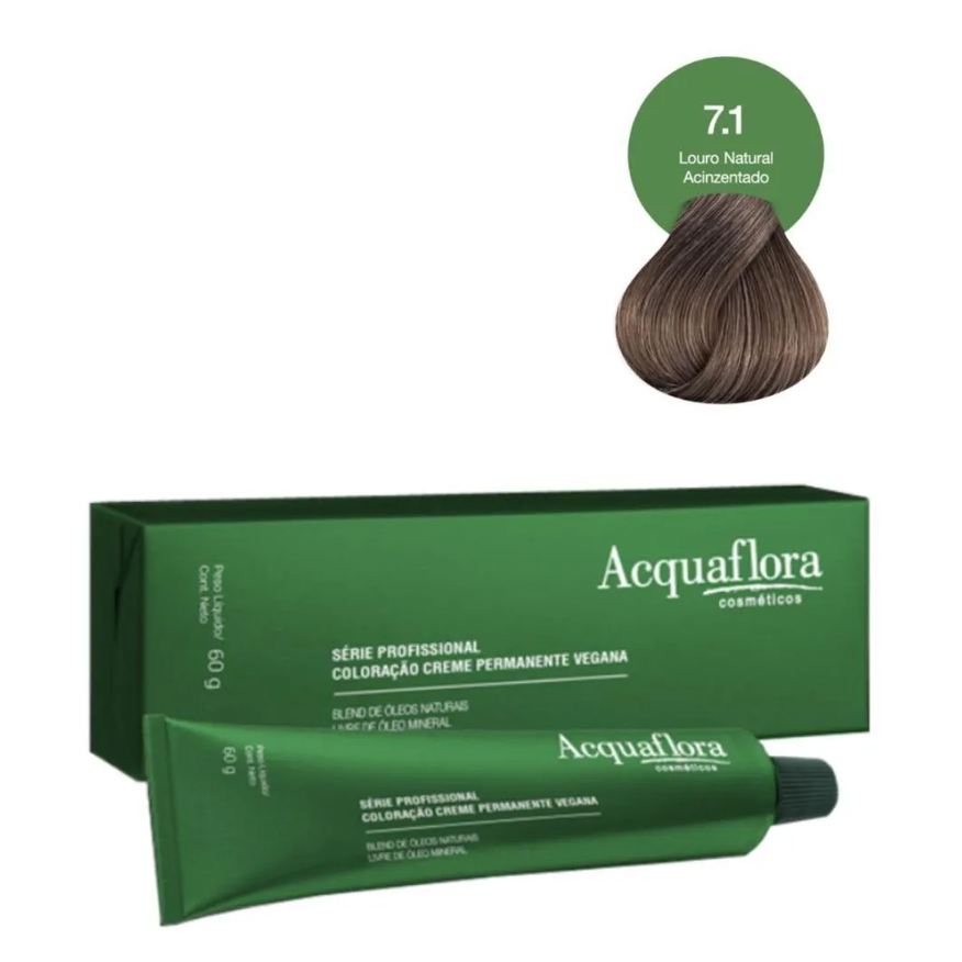 Acquaflora Coloração Creme Vegana 7.1 Louro Natural Acinzentado 60g
