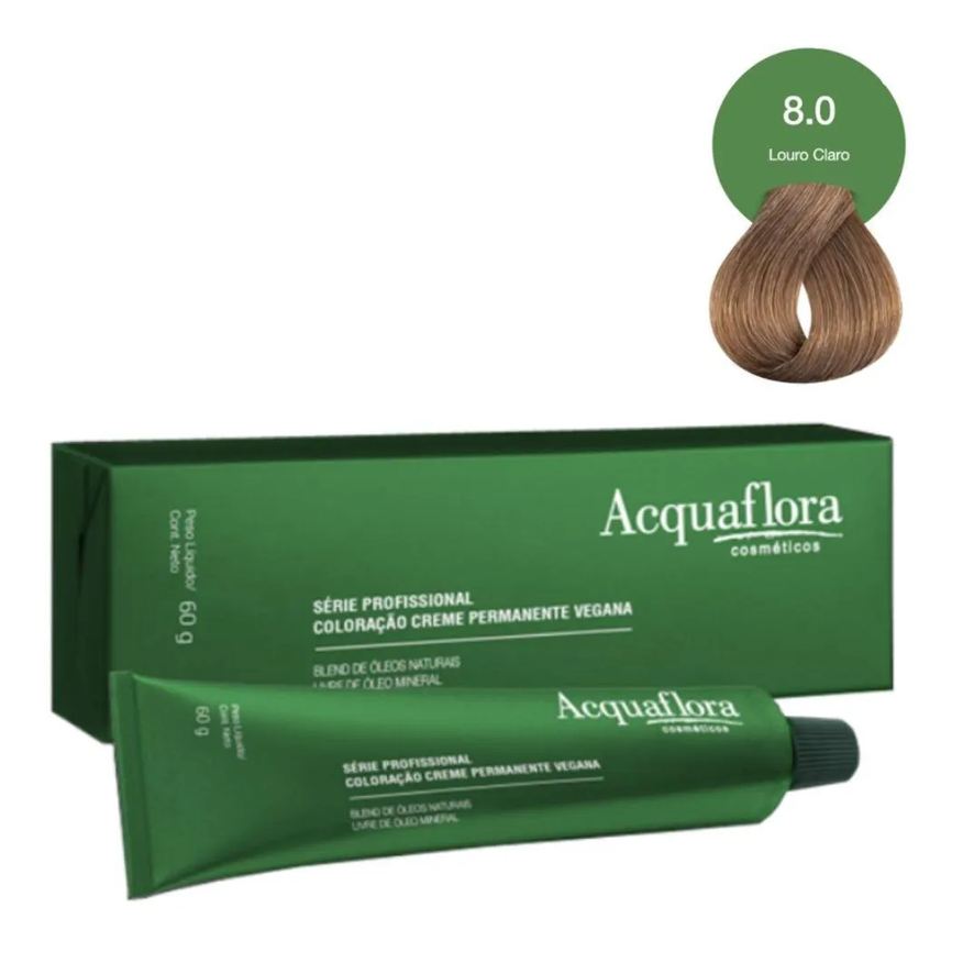 Acquaflora Coloração Creme Vegana 8.0 Louro Claro 60g