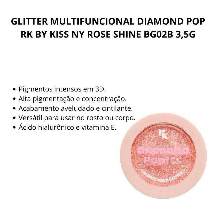 Multifuncional Glitter Diamond Pop Rk By Kiss Ny Rose Shine Bg02b 3,5g