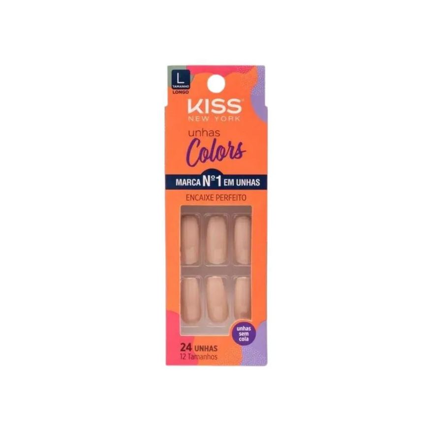Postiças Unhas Colors Kiss New York Nude Bailarina Longo
