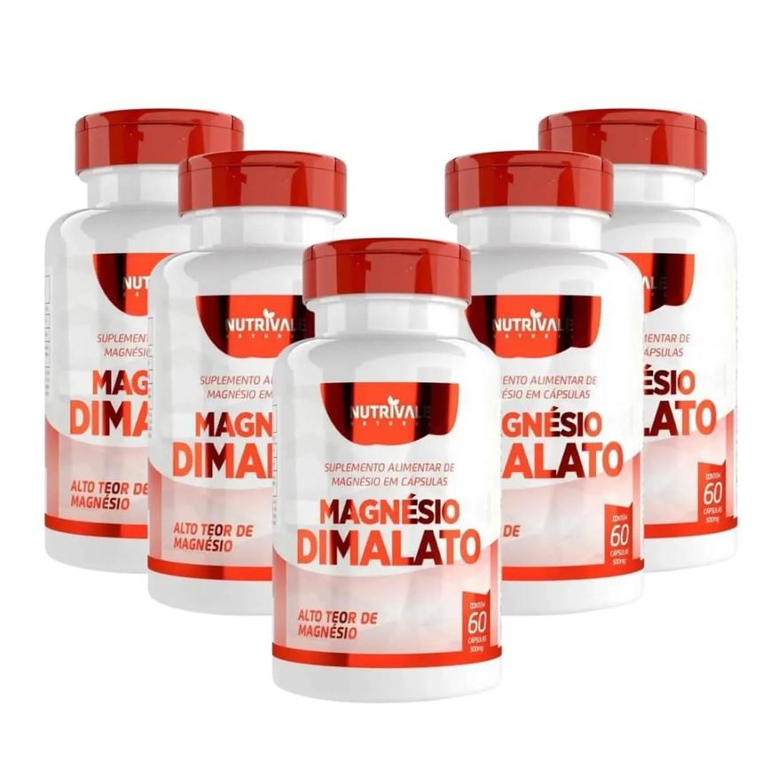 Nutrivale Kit 5 Magnésio Dimalato 60 cápsulas Incolor sem Sabor
