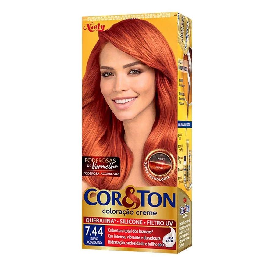 Cor&Ton Tintura Cor e Ton Ind 7.44 Ruivo Acobreado