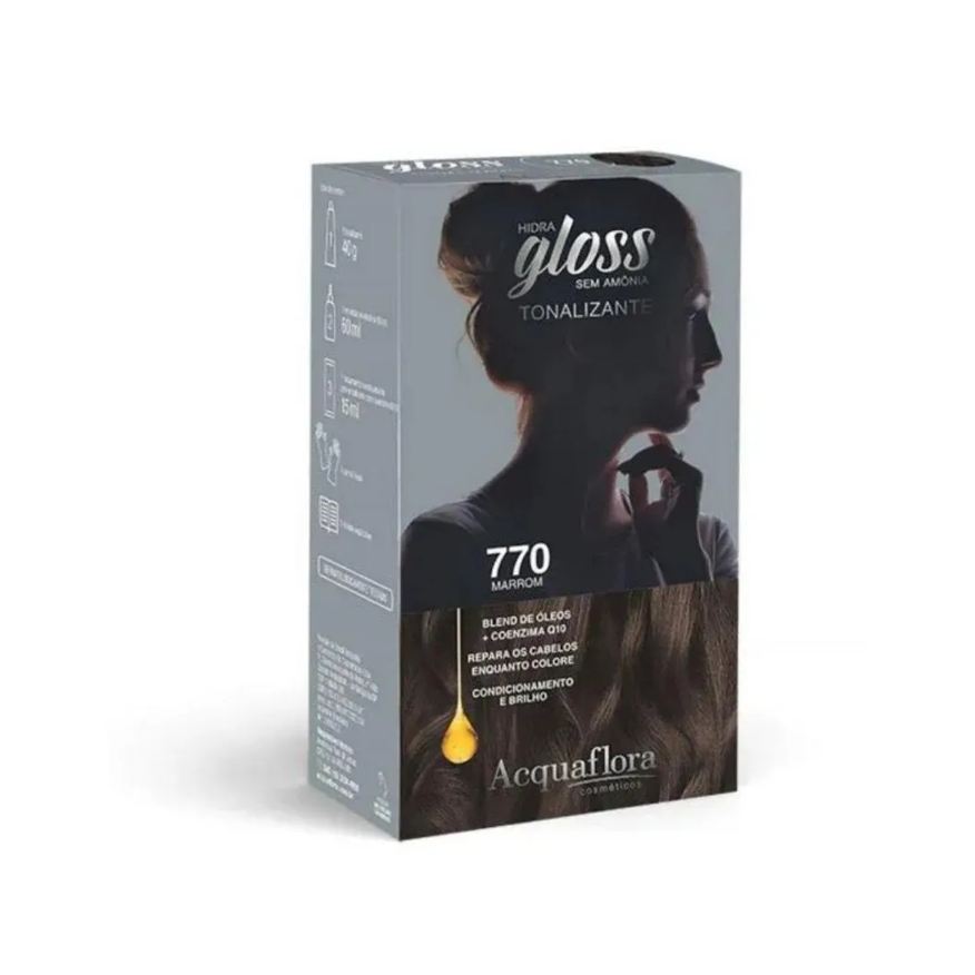 Acquaflora Tintura Tonalizante Kit Hidra Gloss 770 Marrom