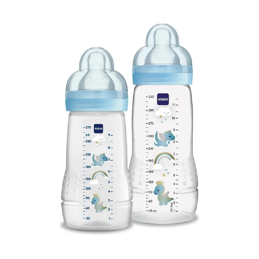 Mam Kit 2 Mamadeiras Easy Active 270/330ml 2M+ Azul